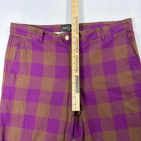 Vintage Style Pants Mens 38x32 Purple Brown Plaid Houston White Retro Look Y2K!! - Picture 6 of 8